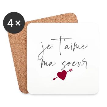 Je t'aime ma soeur - Dessous de verre (lot de 4) - blanc - Devant
