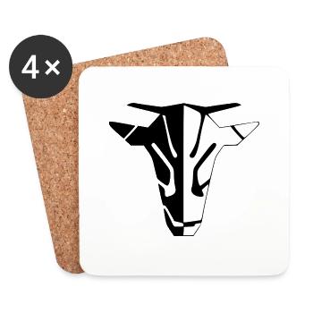 Stylized cow's head - Coasters (set of 4) - white - Front