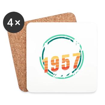 Vintage 1957 Shirt for Men Women 66 Year Old 66th - Coasters (set of 4) - white - Front