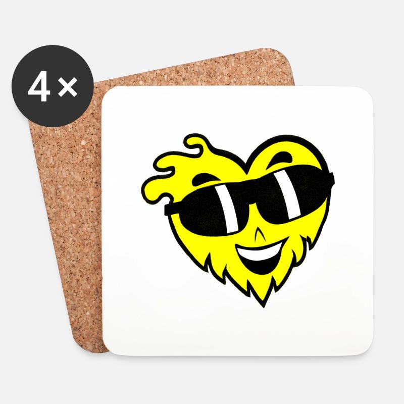 Cooles Herz mit Sonnenbrille Valentinstag - Untersetzer (4er-Set) - Weiß