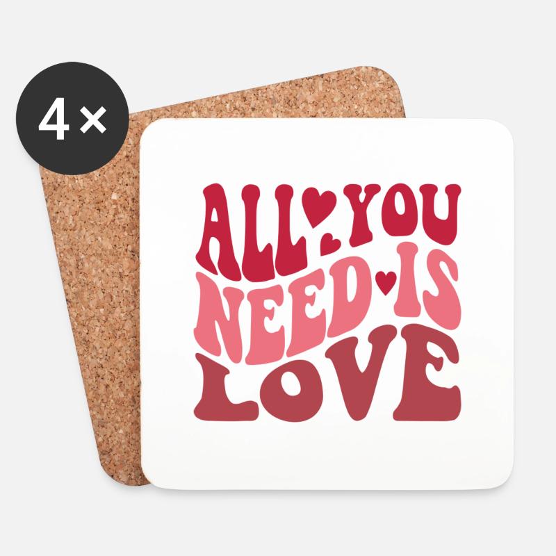 Alles, was Sie brauchen, ist Liebe - Valentinstag - Untersetzer (4er-Set) - Weiß