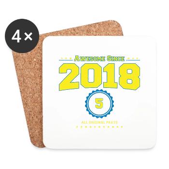 Super chemise 2018 pour hommes femmes 5 ans 5ème - Dessous de verre (lot de 4) - blanc - Devant