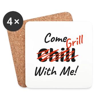Chill with Me - Griller avec moi - Dessous de verre (lot de 4) - blanc - Devant