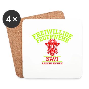 Feuerwehr 112 Freiwillige Feuerwehr Ehrenamt - Untersetzer (4er-Set) - Weiß - Vorne