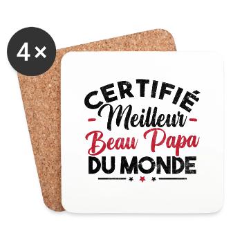 Certifié meilleur beau papa du monde - Dessous de verre (lot de 4) - blanc - Devant