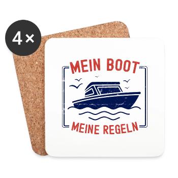 Bootsfahrer Bootfahren Boot Kapitän Kapitänsmütze - Untersetzer (4er-Set) - Weiß - Vorne