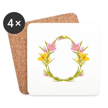 Easter wreath with crocuses - Coasters (set of 4) - white - Front