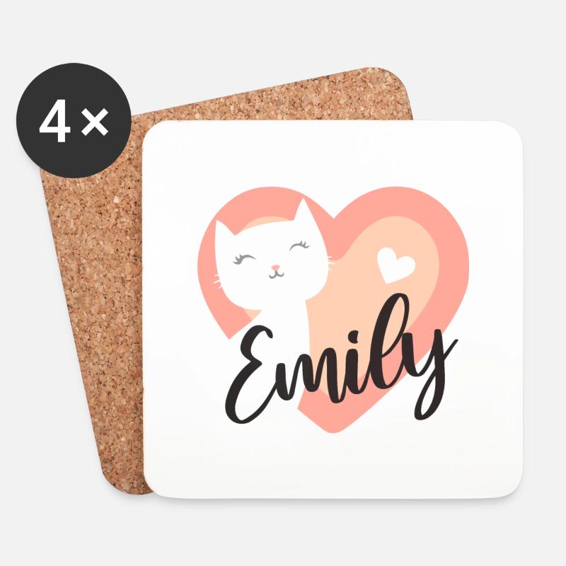 Emily Name Vorname Kätzchen - Untersetzer (4er-Set) - Weiß