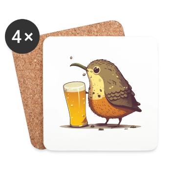 sweet bird with beer - Coasters (set of 4) - white - Front