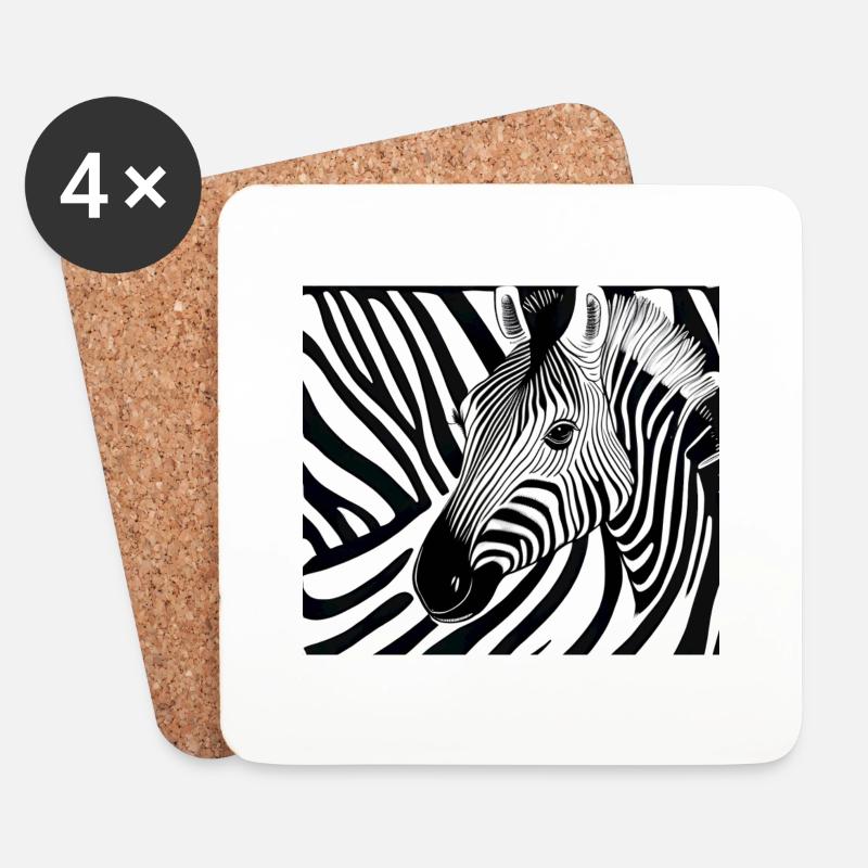 Zebra - Untersetzer (4er-Set) - Weiß