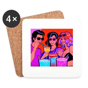 Beste Freunde 80er Jahre Retro Design - Untersetzer (4er-Set) - Weiß - Vorne