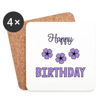 HAPPY BIRTHDAY. JOYEUX ANNIVERSAIRE. ANNIVERSAIRE. - Dessous de verre (lot de 4) - blanc - Devant