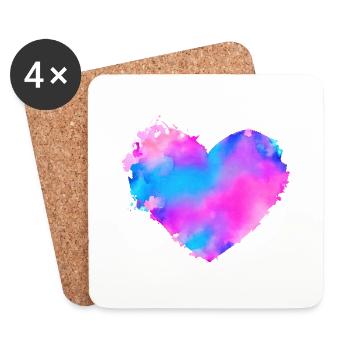 Fiançailles de mariage Saint-Valentin Love Fête des mères - Dessous de verre (lot de 4) - blanc - Devant