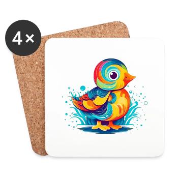 Bunte minimalistische Ente perfekt als Geschenk - Untersetzer (4er-Set) - Weiß - Vorne
