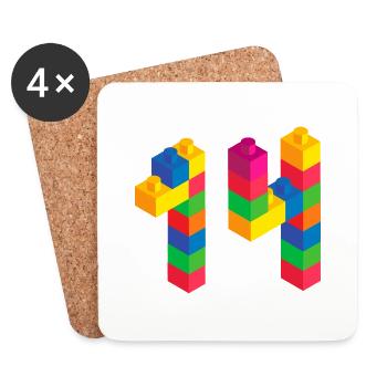 Cute Block Building 14th Birthday Gift 14 Year - Coasters (set of 4) - white - Front