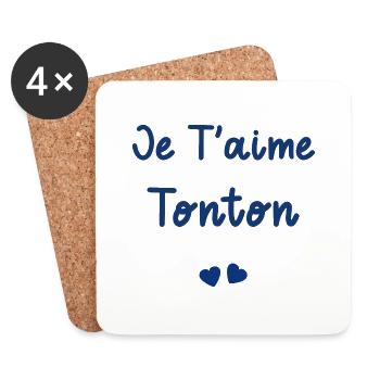 je t'aime tonton - Dessous de verre (lot de 4) - blanc - Devant