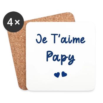 je t'aime Papy - Dessous de verre (lot de 4) - blanc - Devant