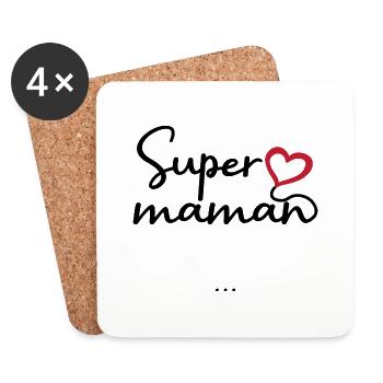 Super maman personnalisés - Dessous de verre (lot de 4) - blanc - Devant