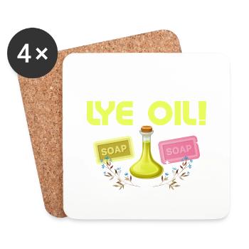 Donnez-moi juste la lessive et l’huile! Savonnier Fabrication de savon - Dessous de verre (lot de 4) - blanc - Devant