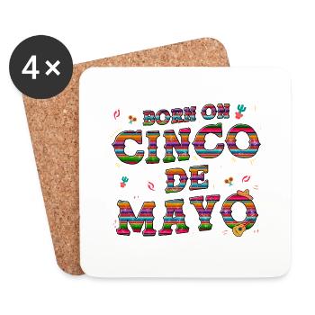 Né sur Cinco De Mayo Shirt Taco Anniversaire Mexicain - Dessous de verre (lot de 4) - blanc - Devant