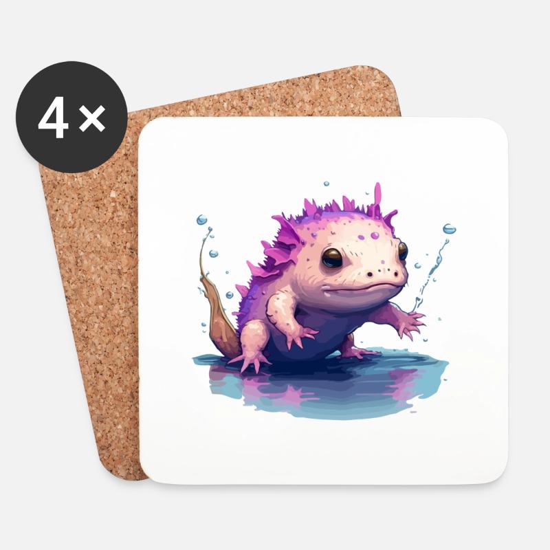 Axolotl - Untersetzer (4er-Set) - Weiß
