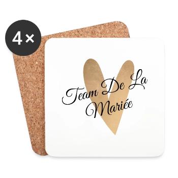 Team de la mariée coeur doré - Dessous de verre (lot de 4) - blanc - Devant