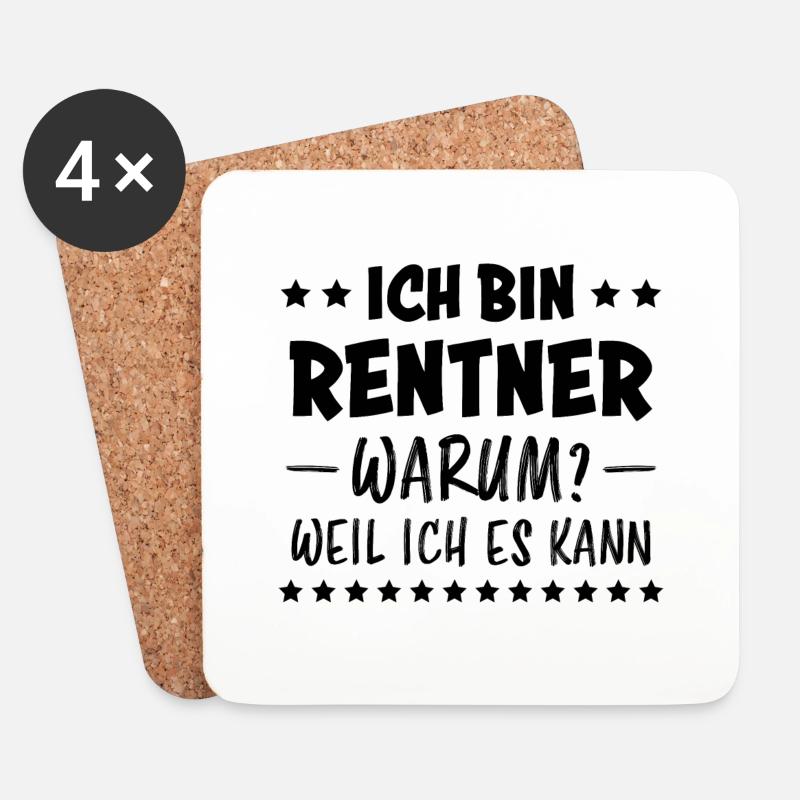 Rentner Lustiger Spruch Rente Ruhestand Geschenk - Untersetzer (4er-Set) - Weiß