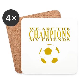We are the champions, football, gold color - Coasters (set of 4) - white - Front
