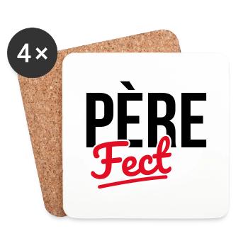 Idée Cadeau Fête des pères - Père-Fect - Humour - Dessous de verre (lot de 4) - blanc - Devant