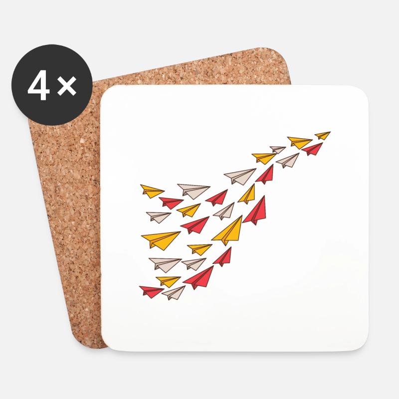 Papierflieger - Untersetzer (4er-Set) - Weiß