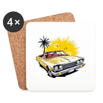 American convertible car - Coasters (set of 4) - white - Front