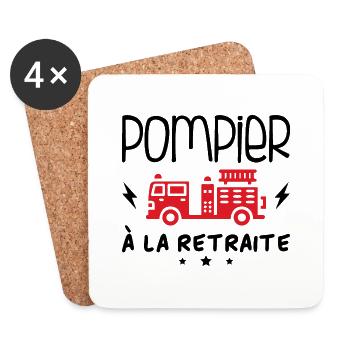 Pompier À La Retraite - Dessous de verre (lot de 4) - blanc - Devant
