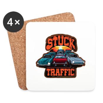 VERKEHRSSTAU - Untersetzer (4er-Set) - Weiß - Vorne
