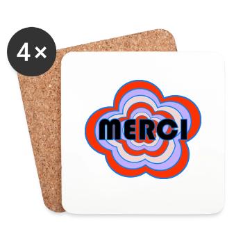 MERCI. THANKS. THANK YOU. ANNIVERSAIRE. NAISSANCE. - Dessous de verre (lot de 4) - blanc - Devant