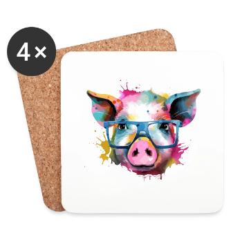 Jim the pig - Coasters (set of 4) - white - Front