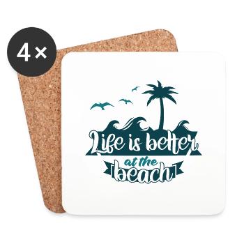Das Leben ist am Strand schöner - Untersetzer (4er-Set) - Weiß - Vorne