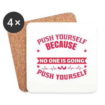 PUSH YOURSELF Bodybouilding GYM FITNESS - Coasters (set of 4) - white - Front