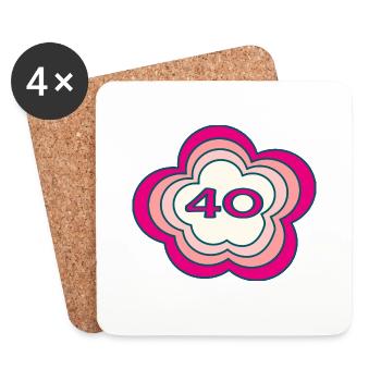40. 40 YEARS. 40th ANNIVERSARY. BIRTHDAY 40 YEARS. - Coasters (set of 4) - white - Front