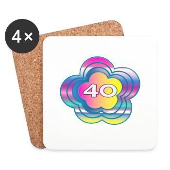 40 ANS. 40e ANNIVERSAIRE. ANNIVERSAIRE 40 ANS. 40 - Dessous de verre (lot de 4) - blanc - Devant
