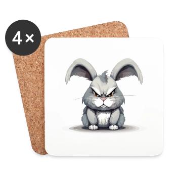Zaar das wütende Kaninchen - Untersetzer (4er-Set) - Weiß - Vorne