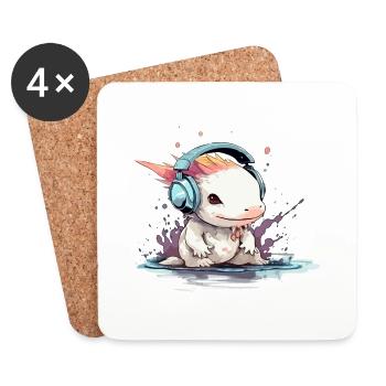 Bizi l'axolotl audiophile - Dessous de verre (lot de 4) - blanc - Devant