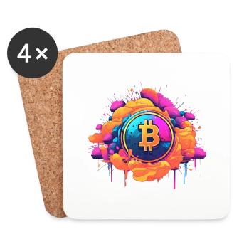 Bitcoin color Splash Logo - Untersetzer (4er-Set) - Weiß - Vorne