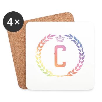 C Buchstabe Kranz - Untersetzer (4er-Set) - Weiß - Vorne