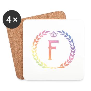 Couronne de lettres F - Dessous de verre (lot de 4) - blanc - Devant