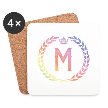 M Buchstabe Kranz - Untersetzer (4er-Set) - Weiß - Vorne
