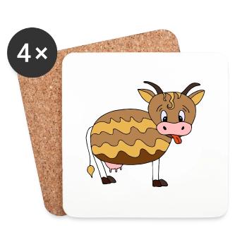 Vache - Dessous de verre (lot de 4) - blanc - Devant