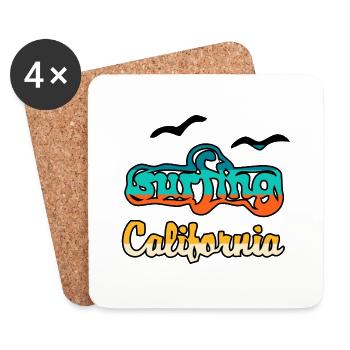 Surfen in Kalifornien - Untersetzer (4er-Set) - Weiß - Vorne