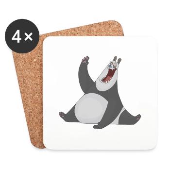 Cute Panda Drawing - Coasters (set of 4) - white - Front