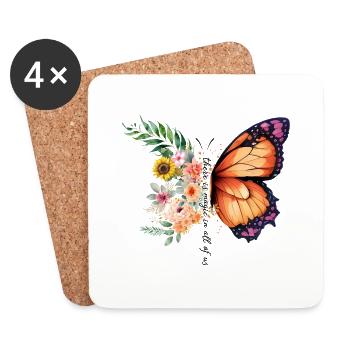 There is wonder in all of us, butterfly wonder - Coasters (set of 4) - white - Front