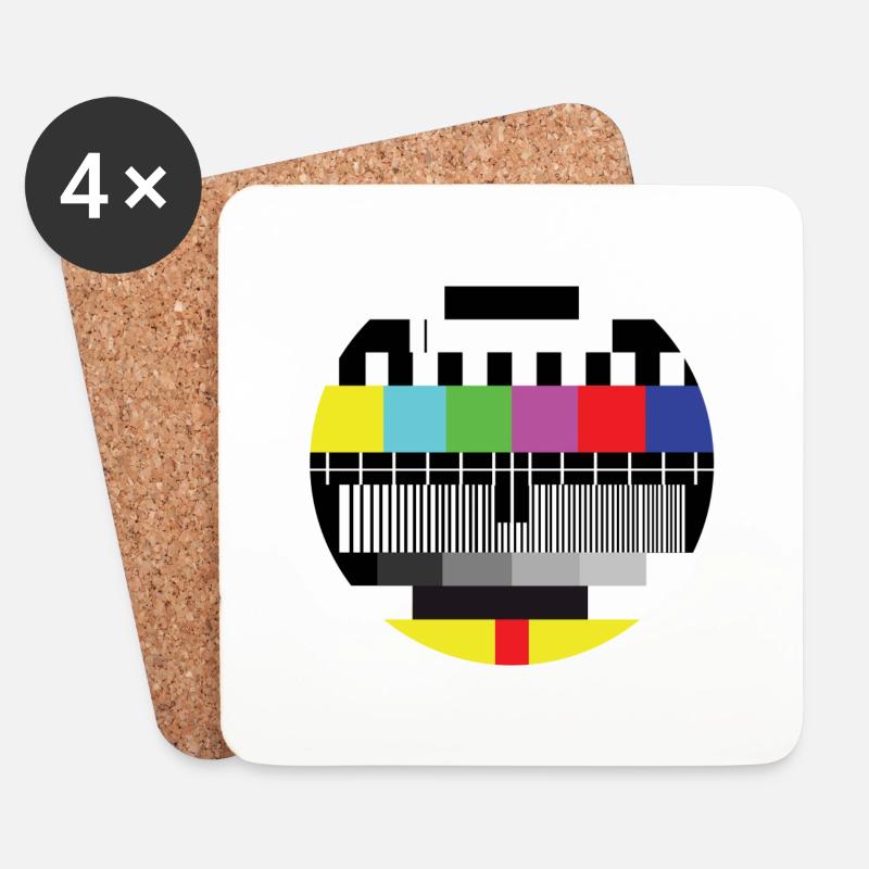 GEEK-GRAFIK-LOGO-FERNSEH-TESTBILD - Untersetzer (4er-Set) - Weiß